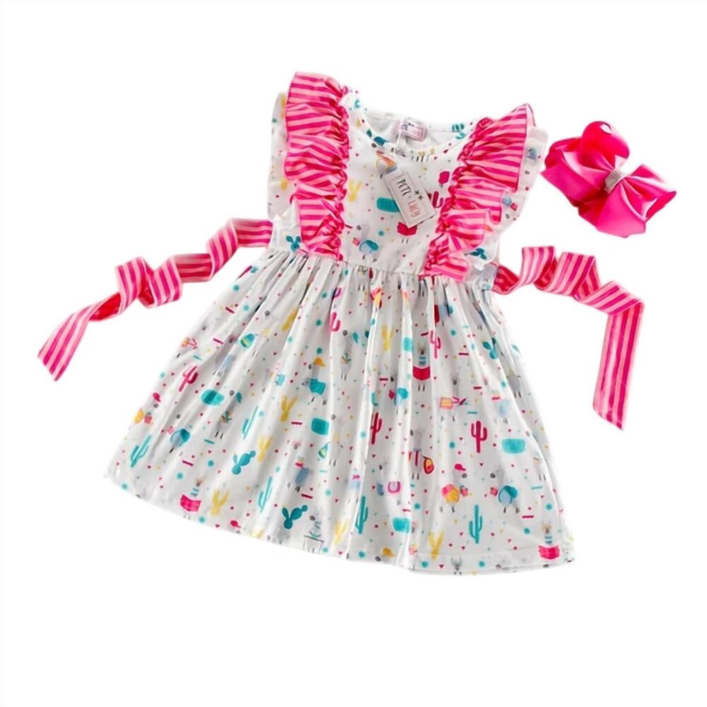NEW PETE + LUCY girls learning llamas dress in white